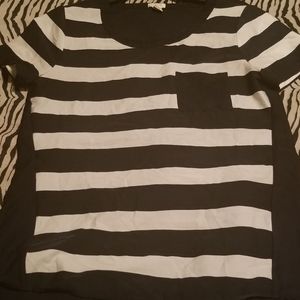 High/low J. Crew Nautical navy and white blouse